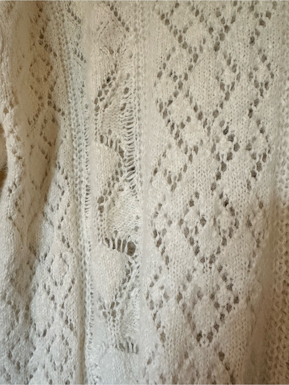 Pilcro for Anthropologie Cream Distress Stitch Longline Side Slit Sweater sz L - Picture 13 of 15